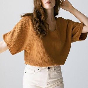 Suunday Orange Linen Top